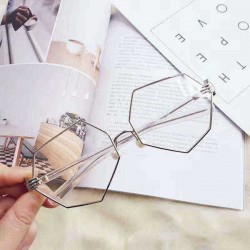 Fashion Women Gold Silver Polygon Eyeglasses Vintage Pearl Nose Support Clear Lens Glasses