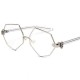 Fashion Women Gold Silver Polygon Eyeglasses Vintage Pearl Nose Support Clear Lens Glasses