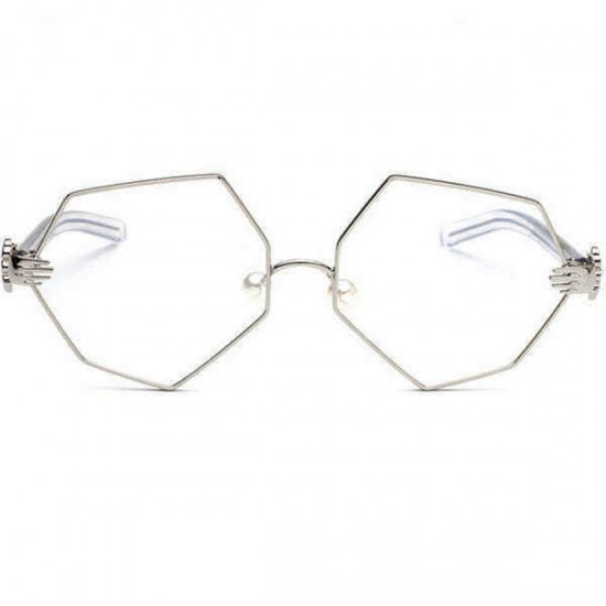 Fashion Women Gold Silver Polygon Eyeglasses Vintage Pearl Nose Support Clear Lens Glasses