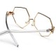 Fashion Women Gold Silver Polygon Eyeglasses Vintage Pearl Nose Support Clear Lens Glasses