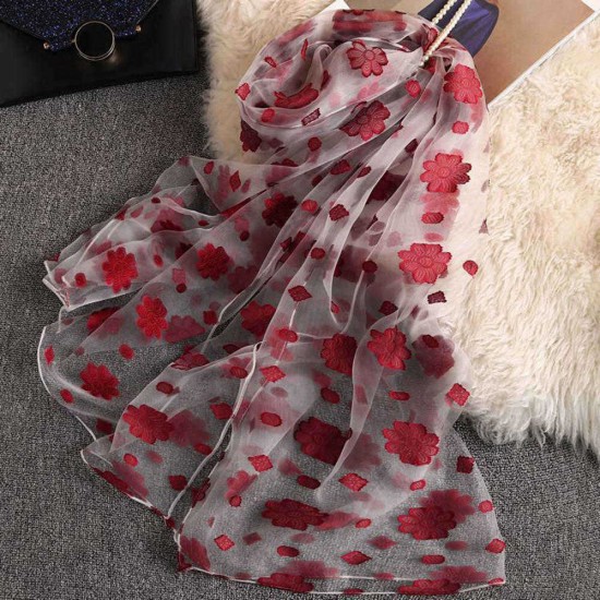 Fashion Women Summer Silk Scarf Ultra Soft Printting Shawl for Vacation Travel