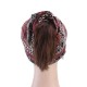 Fashion Women Winter Cotton Ponytail Beanie Caps Scarf Leisure Earmuffs Brimless Hat