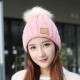 Fashion Women Winter Ski Knit Beanie Hat Thicken Windproof Skull Cap with Wool Ball