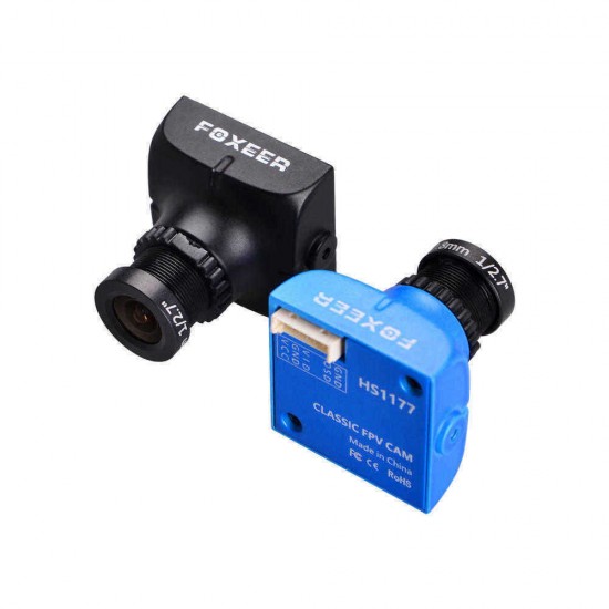 Foxeer HS1177 V2 600TVL CCD 2.5mm/2.8mm PAL/NTSC IR Blocked Mini FPV Camera 5-40V w/ Bracket