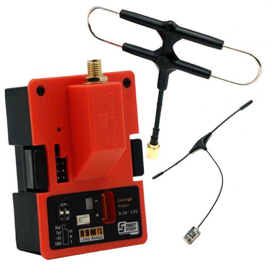 FrSky R9M 2019 900MHz Long Range Transmitter Module and R9 MM Receiver with Mounted Super 8 and T antenna