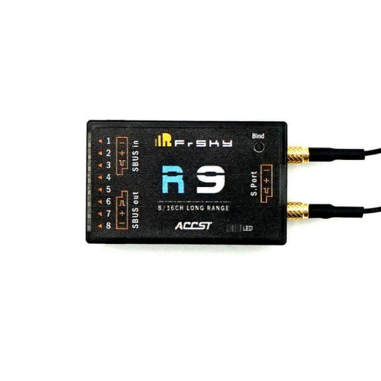 FrSky R9M 2019 Transmitter Module & R9 900MHz 16CH Long Range Receiver with mounted Super 8 and T antenna