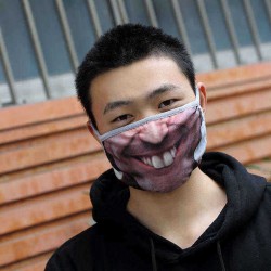 Funny 3D Human Face Mouth Mask Anti Dust Mouth Protector Windproof Half Face Masks