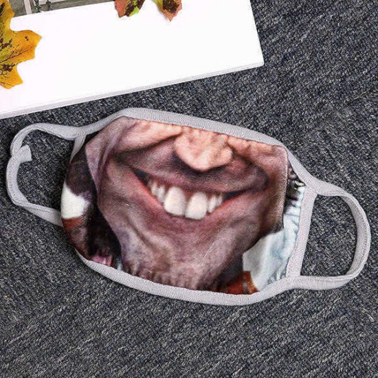 Funny 3D Human Face Mouth Mask Anti Dust Mouth Protector Windproof Half Face Masks