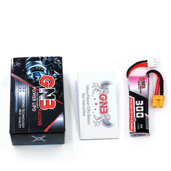 Gaoneng 7.6V 300mAh 80C/160C 2S HV 4.35V XT30 Lipo Battery for BETAFPV Whoop Quadcopter