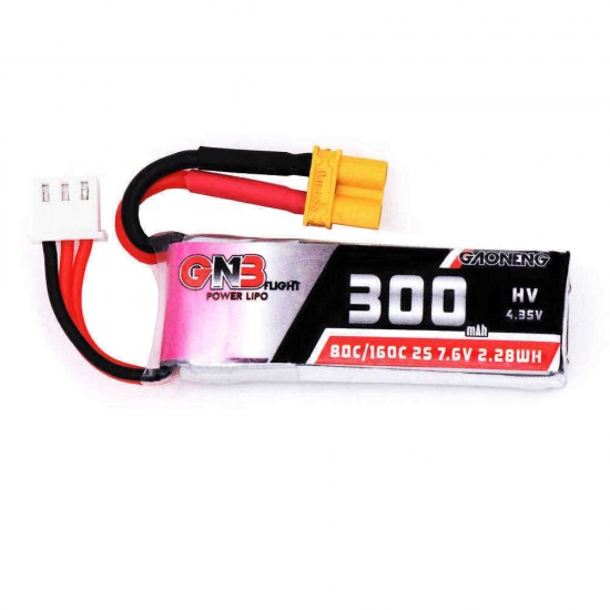 Gaoneng 7.6V 300mAh 80C/160C 2S HV 4.35V XT30 Lipo Battery for BETAFPV Whoop Quadcopter