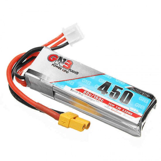 Gaoneng GNB 7.4V 450MAH 80C 2S Lipo Battery XT30 Plug