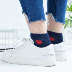 Girls Women Cotton Love Heart Socks Casual College Style Soft Ankle Low Boat Socks