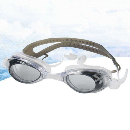 HD Waterproof Anti-fog Swimming Goggles with Earplug PC Anti-UV Eyewear Glasses with Case