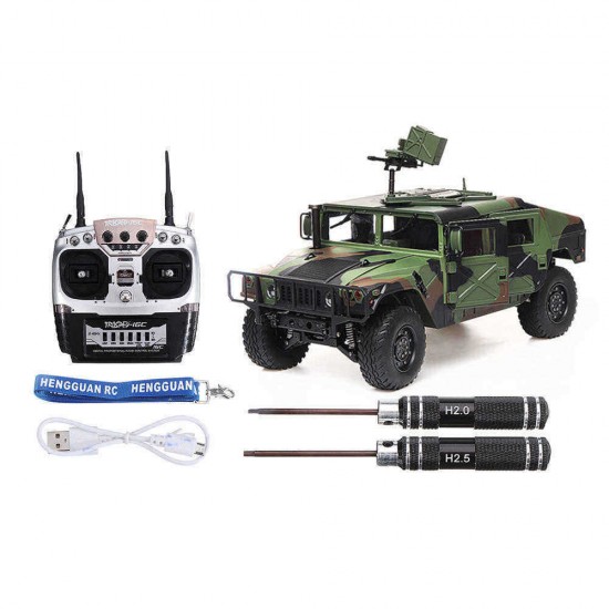 HG P408 Upgraded Light Sound 1/10 2.4G 4WD 16CH 30km/h RC Car U.S.4X4 Military Vehicle Truck without Battery Charger