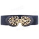 Hollow Flower Golden Buckle Elastic Waist Wide Belt For Women