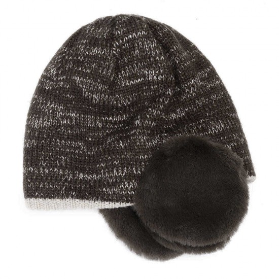 Imitation Rabbit Fur Earmuffs Knit Hat Men Women Winter Windproof Warm Beanie Cap