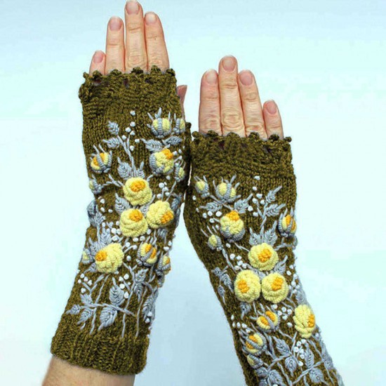 Jacquard Floral Cotton-Blend Glove