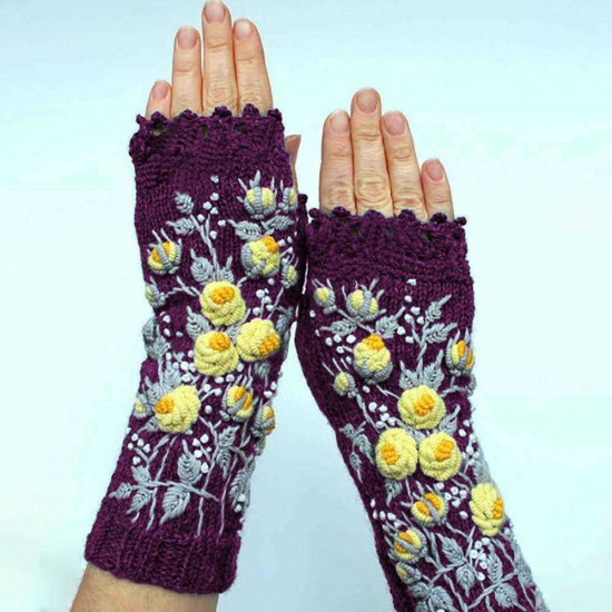 Jacquard Floral Cotton-Blend Glove