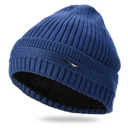 Knit Hat Plus Velvet Warm Double-Layer Beanie Cap Men Woman Earmuffs Ski Skullcap