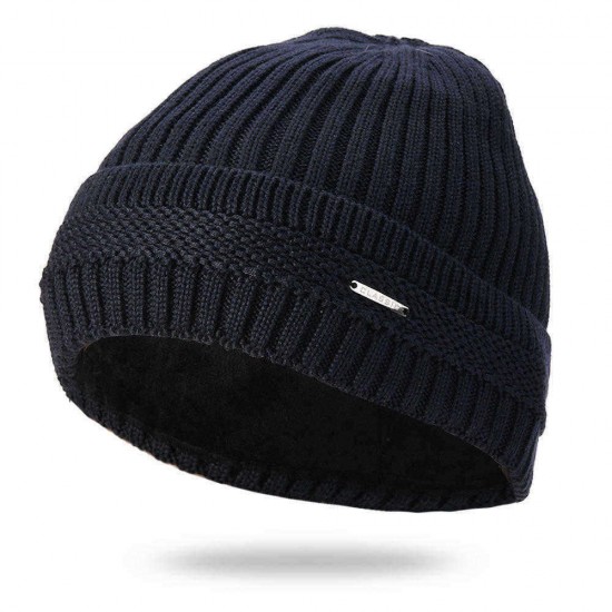 Knit Hat Plus Velvet Warm Double-Layer Beanie Cap Men Woman Earmuffs Ski Skullcap