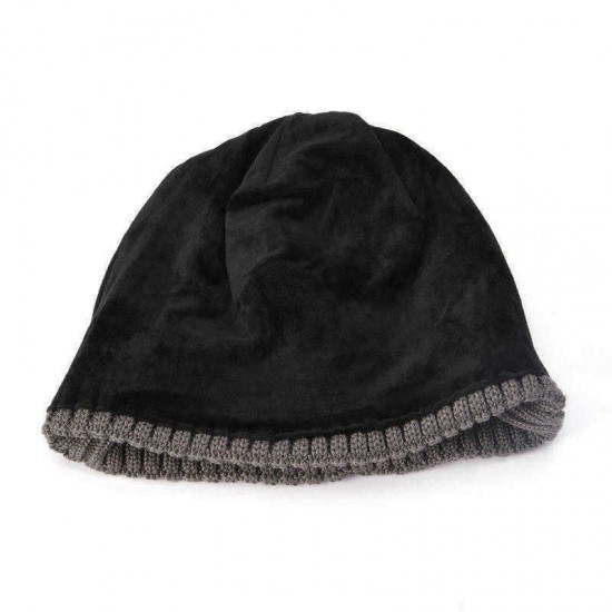 Knit Hat Plus Velvet Warm Double-Layer Beanie Cap Men Woman Earmuffs Ski Skullcap