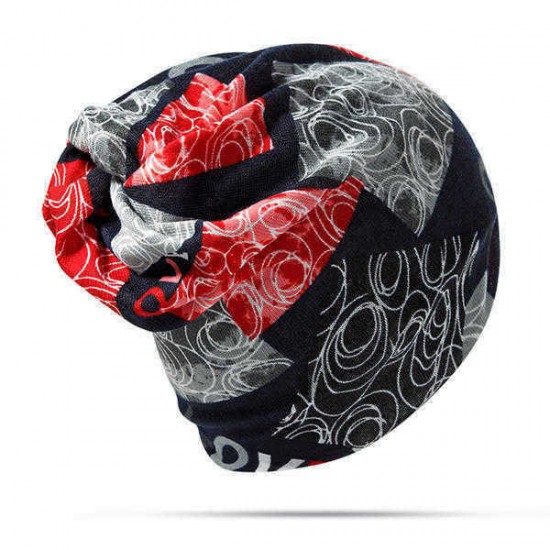 LOVE Printed Beanie Hat For Women Multi-function Autumn Warm Bonnet Hat and Collar Scarf