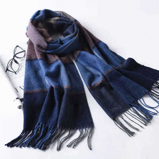 LYZA 190CM Women Autumn Warm Plaid Scarf Long Tassel Scarf Scarves Shawl