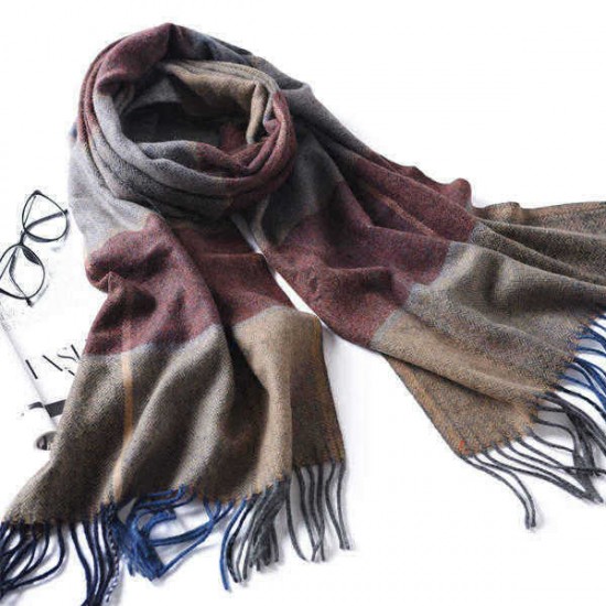 LYZA 190CM Women Autumn Warm Plaid Scarf Long Tassel Scarf Scarves Shawl