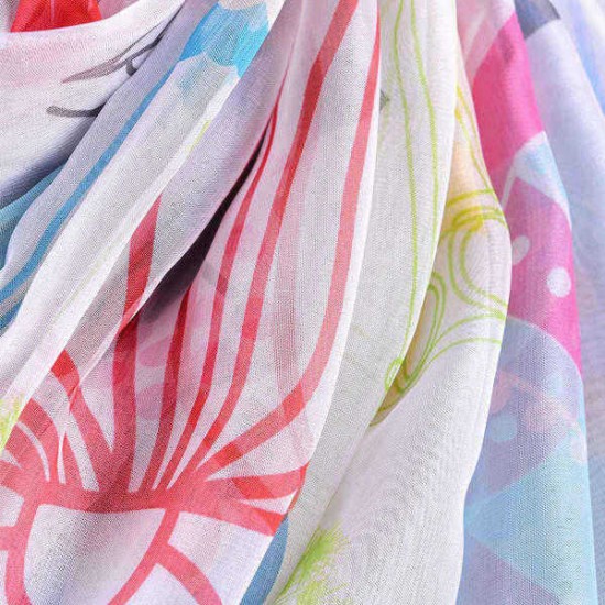 LYZA 200CM Women Soft Long Scarf Shawl Multifunction Digital Printing Sunscreen Beach Towel