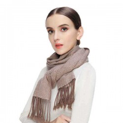 LYZA Women Cashmere Solid Scarf Striped Winter Warm Soft Scraves Shawl