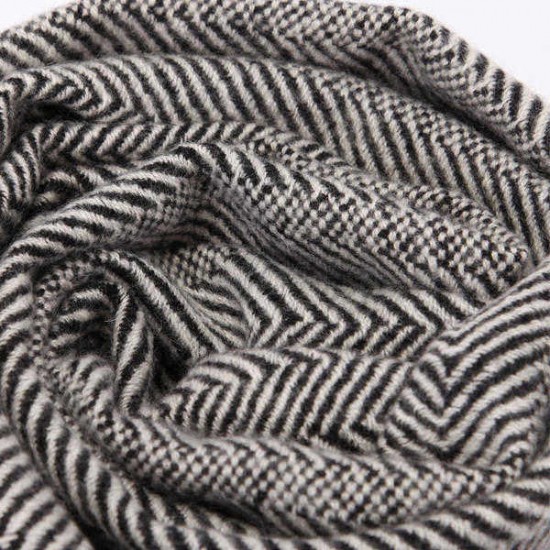 LYZA Women Cashmere Solid Scarf Striped Winter Warm Soft Scraves Shawl