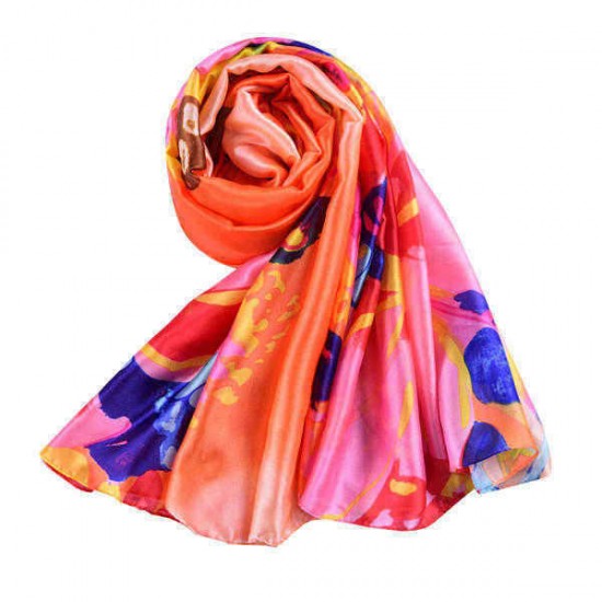 LYZA Women Long Flower Print Beach Shawl Casual Outdoor Anti-UV Soft Scarves