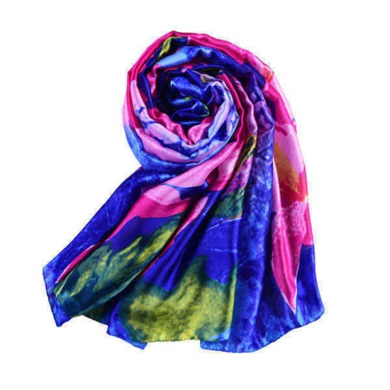 LYZA Women Long Flower Print Beach Shawl Casual Outdoor Anti-UV Soft Scarves