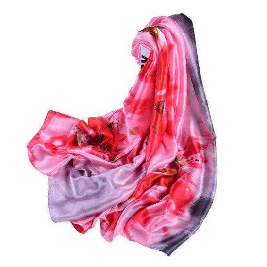 LYZA Women Long Flower Print Beach Shawl Casual Outdoor Anti-UV Soft Scarves