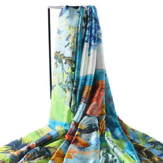 LYZA Women Soft Warm Flower Painting Scarf Elegant Style Sunscreen Shawl