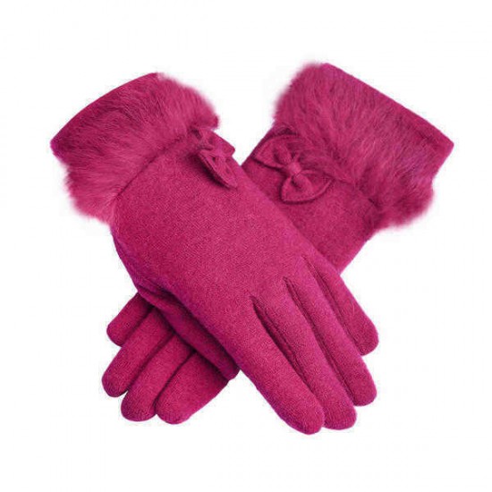 LYZA Women Warm Elegant Wool Gloves Casual Windproof Full Fingers Gloves