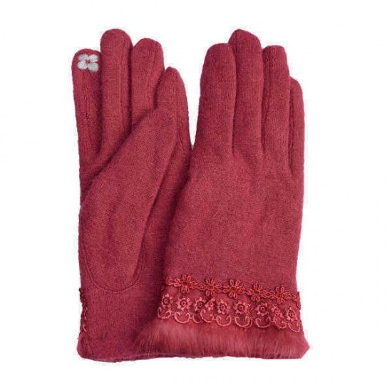 LYZA Women Warm Elegant Wool Gloves Casual Windproof Full Fingers Gloves