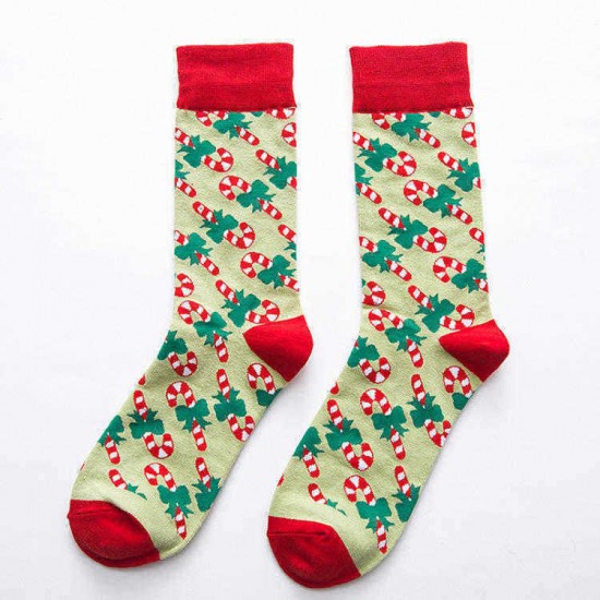 Ladies Chiristmas Pattern Jacquard Cotton Middle Tube Socks Casual Outdoor Socks