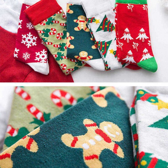 Ladies Chiristmas Pattern Jacquard Cotton Middle Tube Socks Casual Outdoor Socks