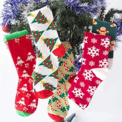 Ladies Chiristmas Pattern Jacquard Cotton Middle Tube Socks Casual Outdoor Socks