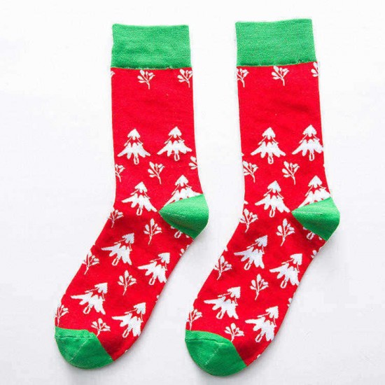 Ladies Chiristmas Pattern Jacquard Cotton Middle Tube Socks Casual Outdoor Socks