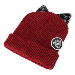 Ladies Female Knitted Beanies Lace Devil Horns Diamond Woolen Orechiette Novelty Hat