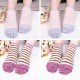 Ladies Five Toes Socks Simple Fashion Cotton Striped 4-Pair Set Ankle Toe Socks