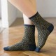 Ladies Leopard Print Breathable Jacquard Short Tube Socks