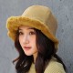 Ladies Winter Rabbit Fur Cuffs Bucket Cap Casual Warm Bowknot Hat