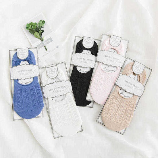 Lady Girls Cotton Soft Invisible Boat Socks Good Elastic Antiskid Casual Socks