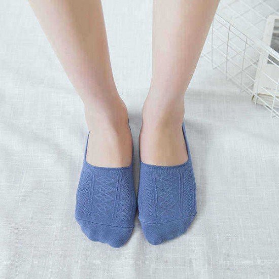 Lady Girls Cotton Soft Invisible Boat Socks Good Elastic Antiskid Casual Socks