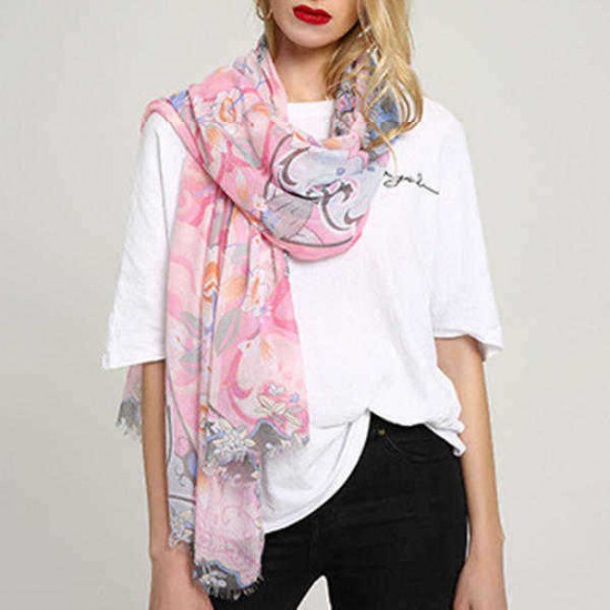 Laides Vogue Summer Cotton Graffiti Printting Scarf Outdoor Plus Size Shawl for Women