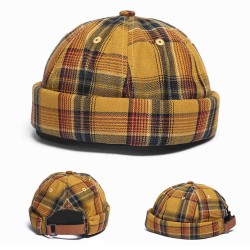 Landlord Cap Dome Cap Innocent Plaid Sailor Cap  Street Trends Melon Stripe Brimless Hats