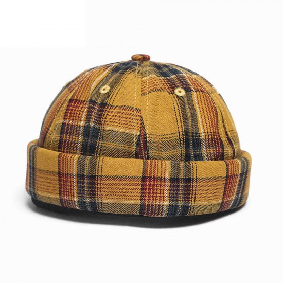 Landlord Cap Dome Cap Innocent Plaid Sailor Cap  Street Trends Melon Stripe Brimless Hats